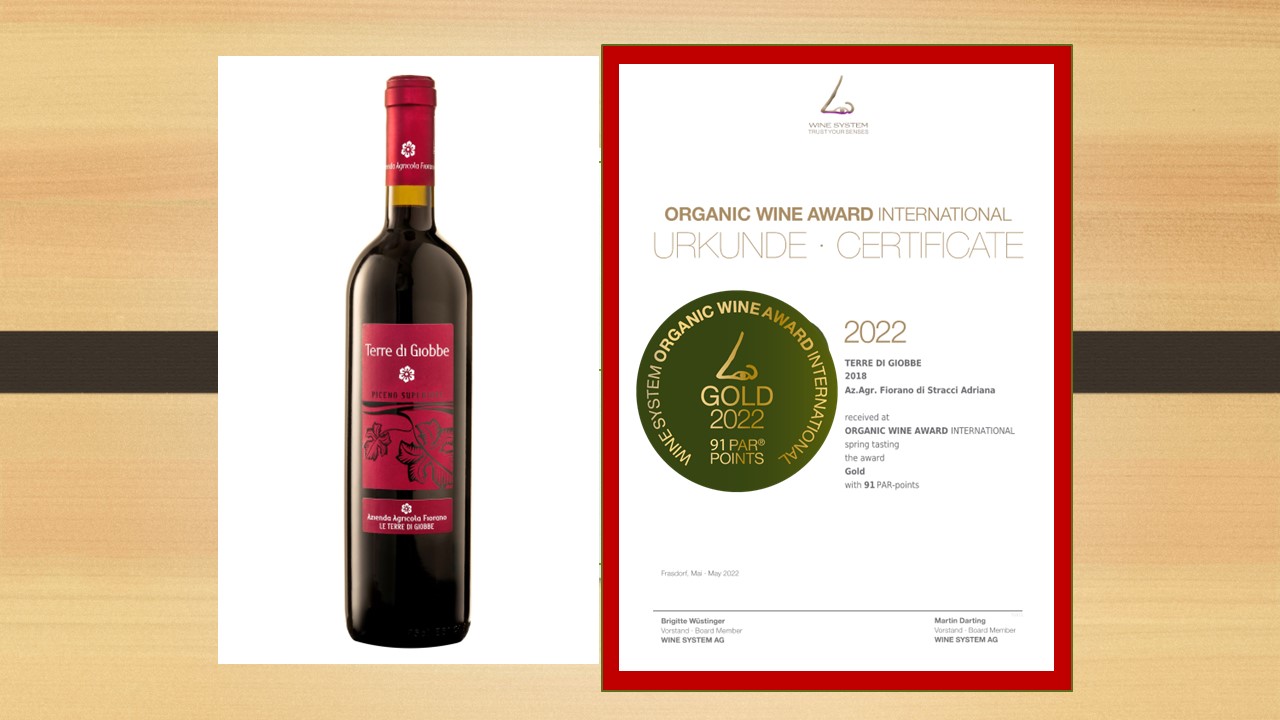 TERRE DI GIOBBE gold medal international bio wine award 2022 